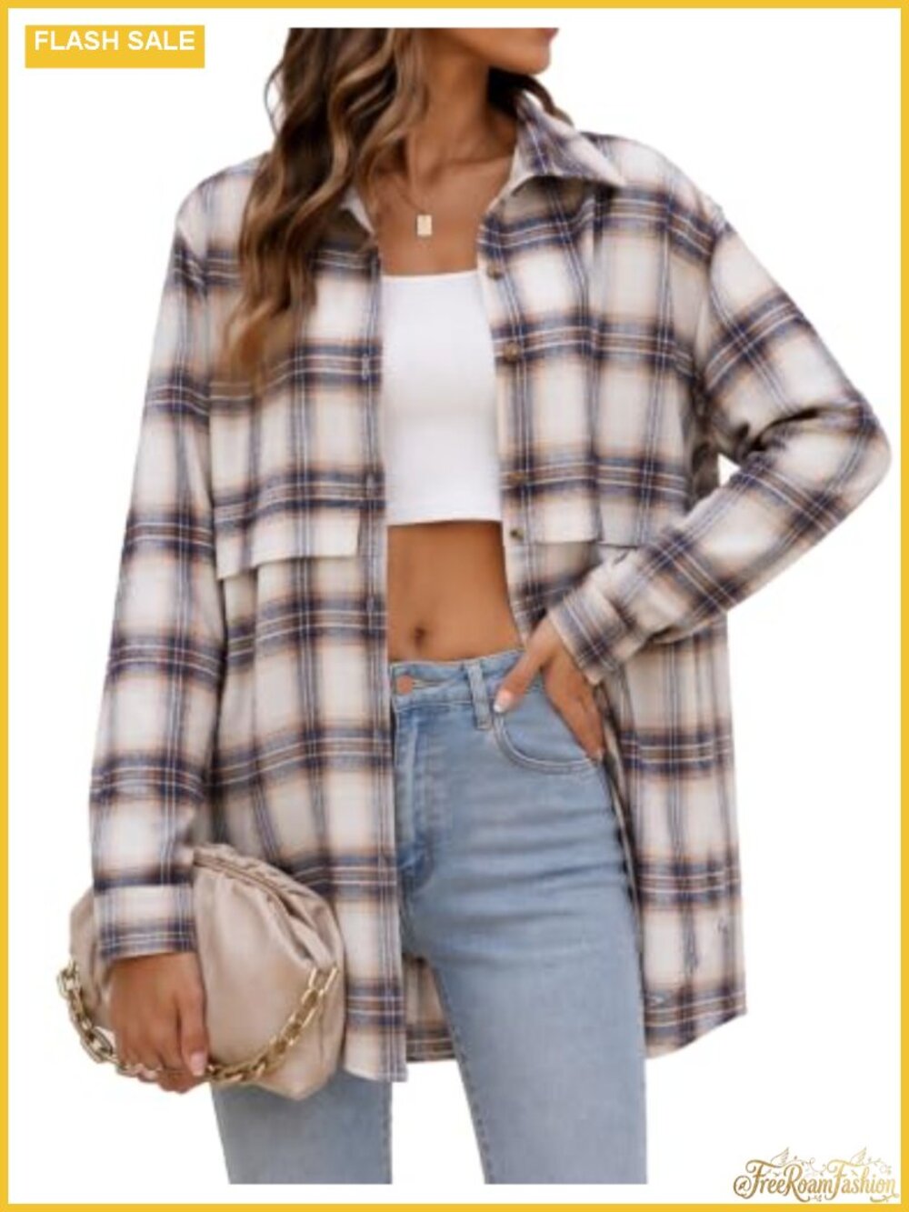 Women's Plaid Flannel Button Down Long Sleeve Shirt with Pockets